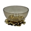 Pemberly Row 9-inch Wide Decorative Handmade Aluminum and Glass Round Bowl Brown