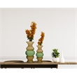 Pemberly Row Set of 2 Handmade Glass Bubble Flower Vases in Green and Brown