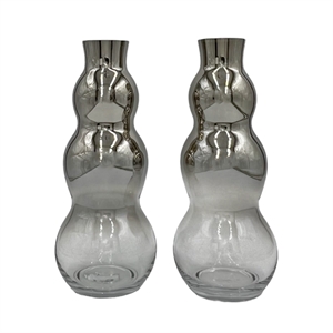Pemberly Row Set of 2 Decorative Handmade Bubble Flower Vases in Black & Silver