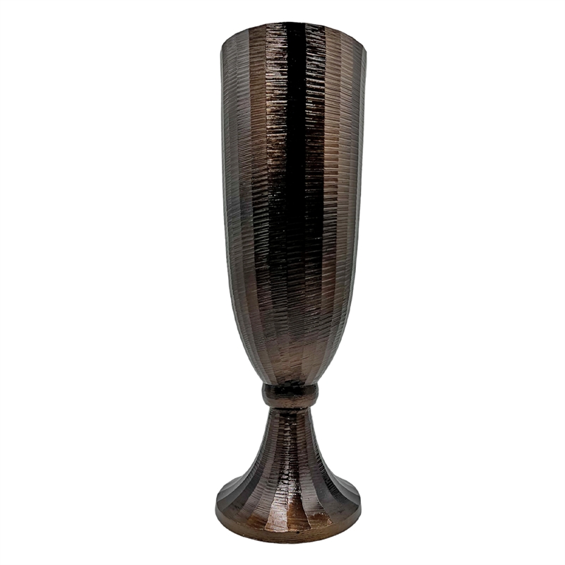 Pemberly Row 16-inch Tall Decorative Handmade Aluminum Goblet Flower Vase Bronze