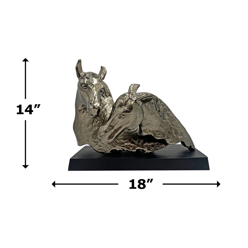 Pemberly Row 18-inch Wide Handmade Aluminum Abstract Horse Sculpture in Bronze