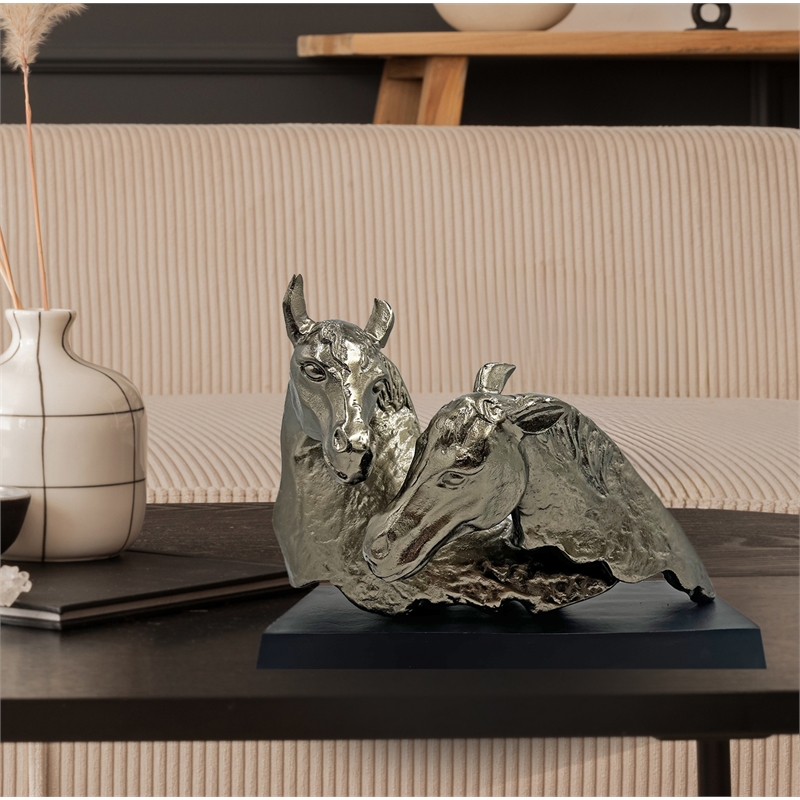 Pemberly Row 18-inch Wide Handmade Aluminum Abstract Horse Sculpture in Bronze