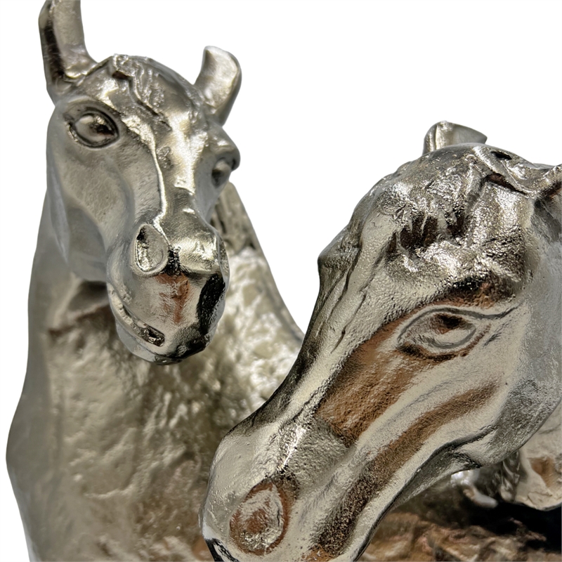 Pemberly Row 18-inch Wide Handmade Aluminum Abstract Horse Sculpture in Bronze