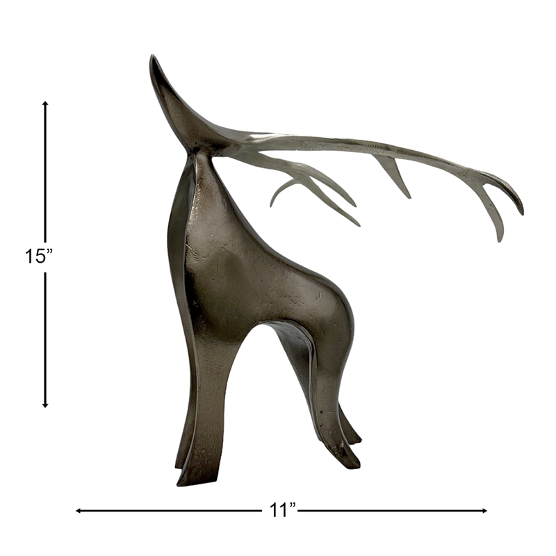 Pemberly Row Decorative Handmade Aluminum Abstract Modern Deer Sculpture Bronze