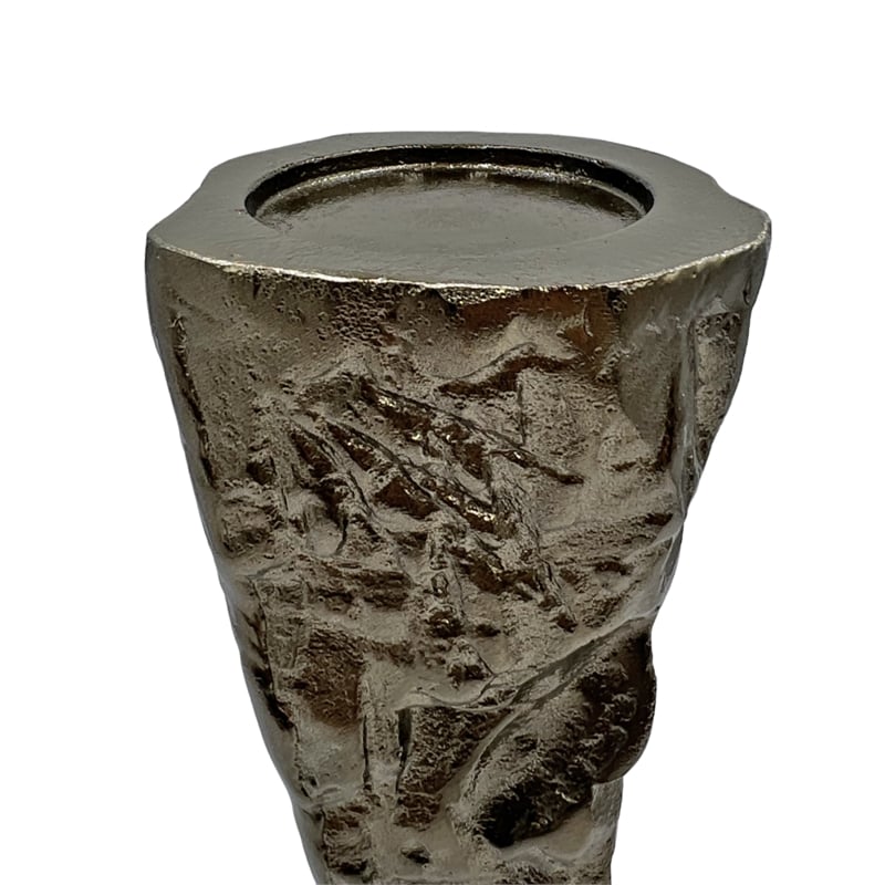 Pemberly Row 16-inch Tall Decorative Handmade Aluminum Candle Holder in Bronze
