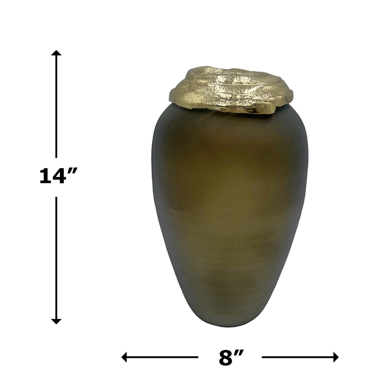 Pemberly Row Decorative Handmade Aluminum and Glass Jug Flower Vase in Bronze