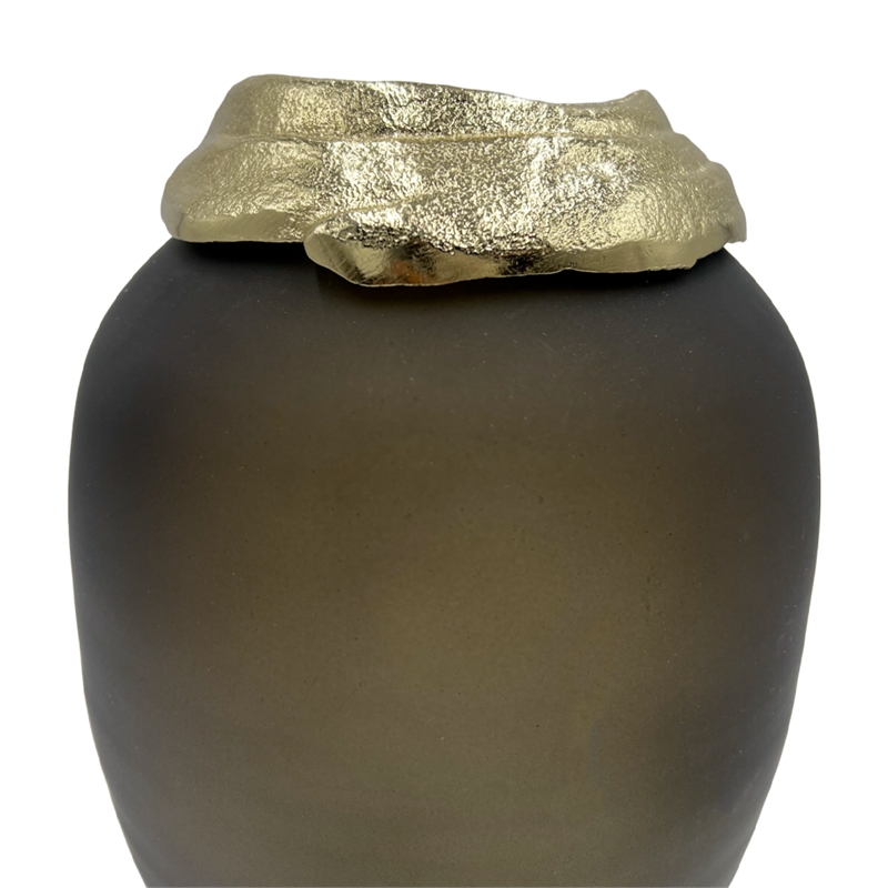 Pemberly Row Decorative Handmade Aluminum and Glass Jug Flower Vase in Bronze