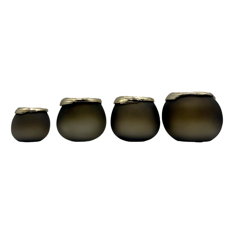 Pemberly Row Set of 4 Decorative Handmade Aluminum Gold and Brown Flower Vases
