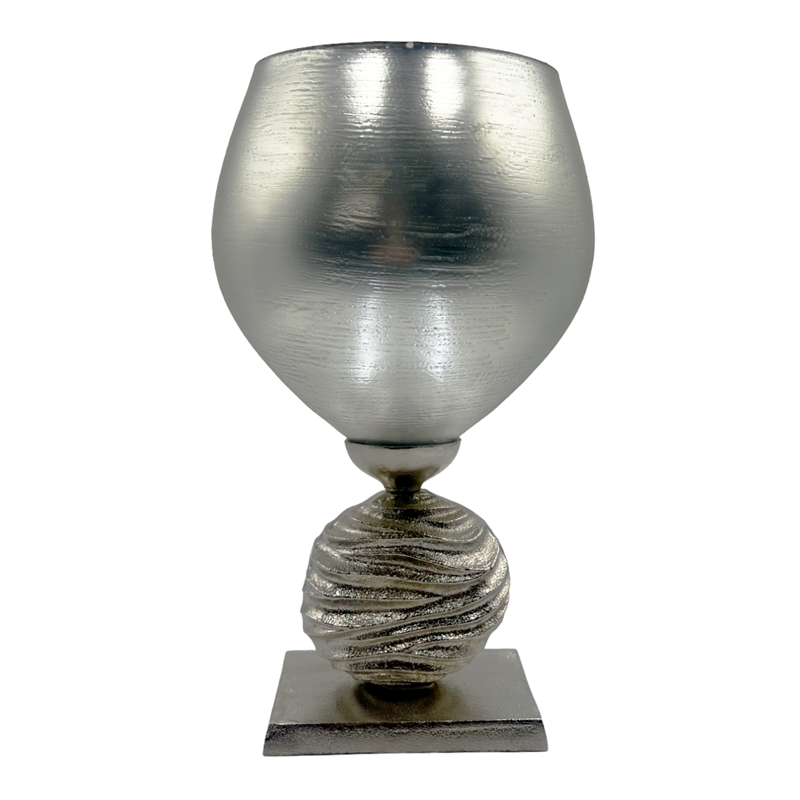 Pemberly Row Decorative Handmade Aluminum Modern Goblet Style Flower Vase Gray