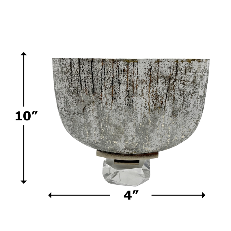 Pemberly Row 12-inch Wide Handmade Aluminum and Glass Bowl Flower Vase in Marble