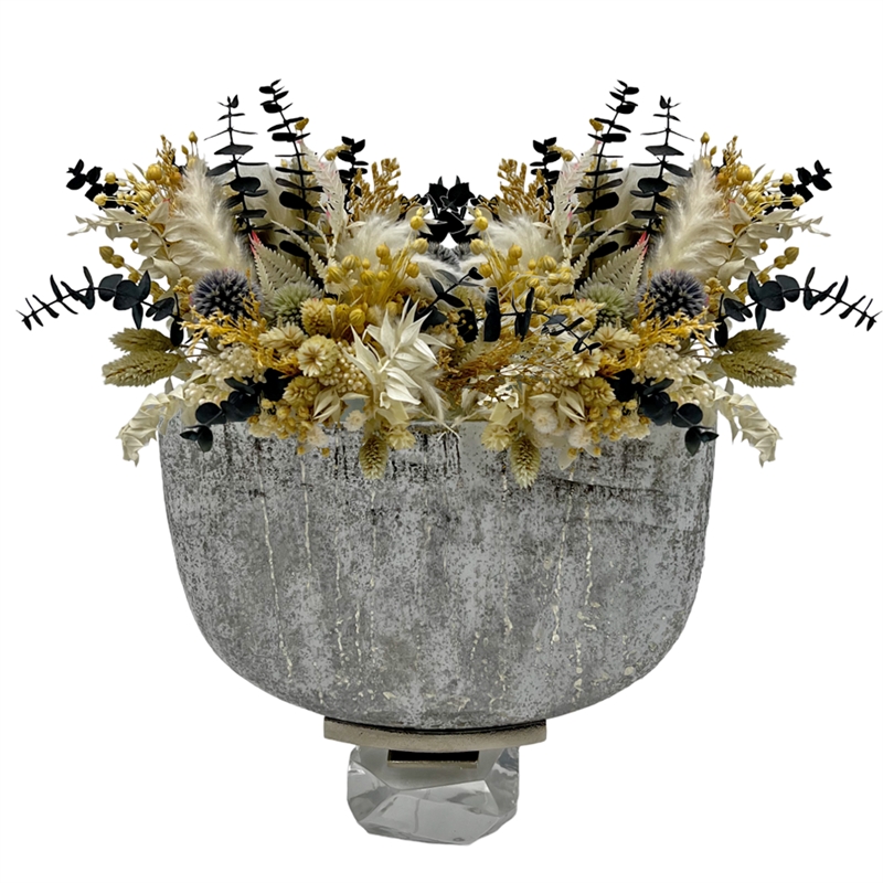 Pemberly Row 12-inch Wide Handmade Aluminum and Glass Bowl Flower Vase in Marble