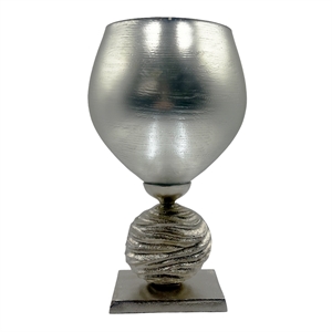 Pemberly Row Decorative Handmade Aluminum Goblet Style Flower Vase in Gray