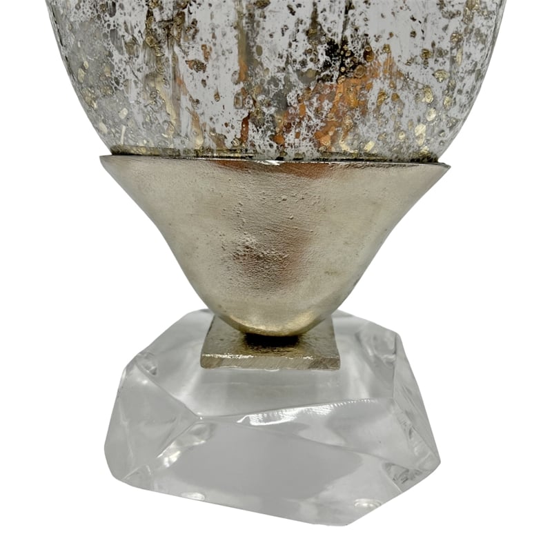 Pemberly Row 16-inch Tall Modern Aluminum and Glass Decorative Flower Vase Grey