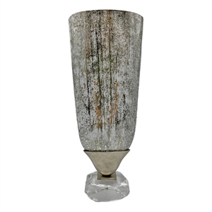 Pemberly Row 16-inch Tall Modern Aluminum and Glass Decorative Flower Vase Grey