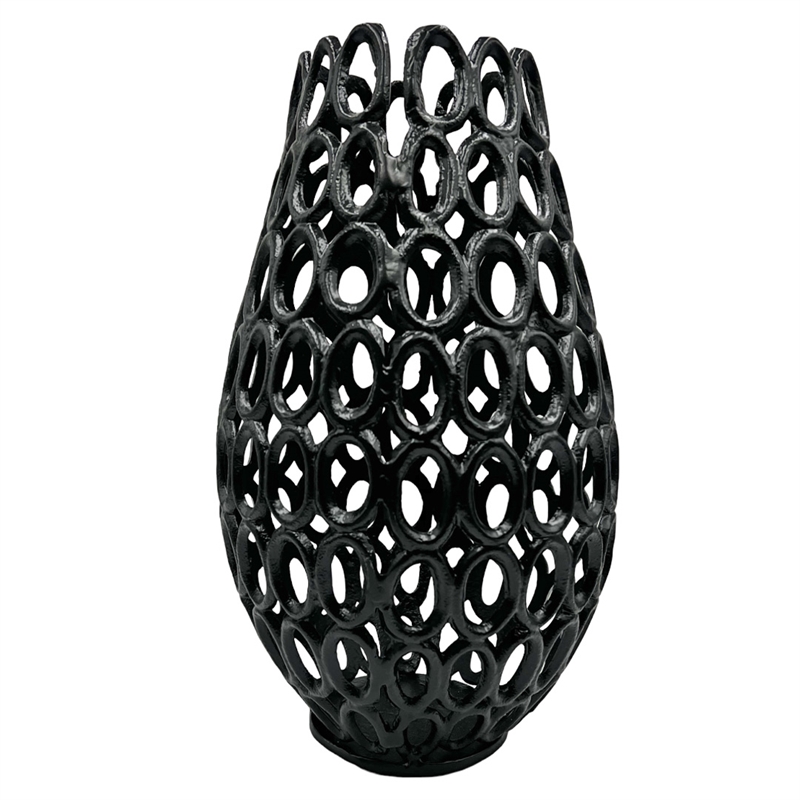 Pemberly Row 16-inch Tall Decorative Handmade Aluminum Bud Flower Vase in Black