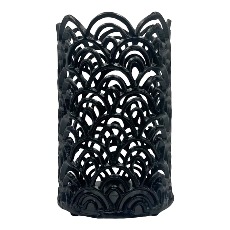 Pemberly Row Set of 3 Aluminum Hurricane Candle Holder in Black