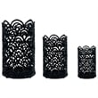 Pemberly Row Set of 3 Aluminum Hurricane Candle Holder in Black