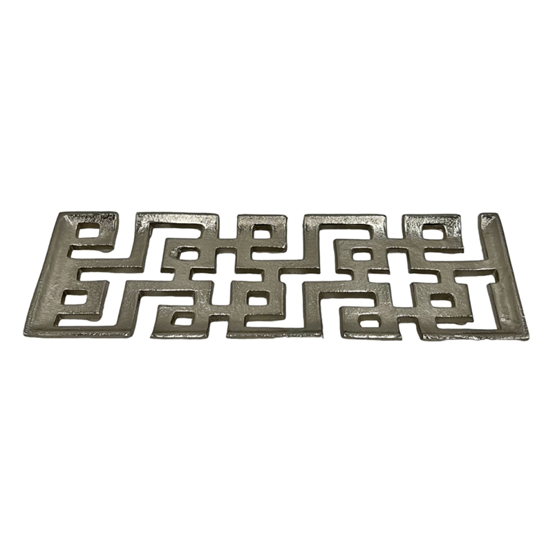 Pemberly Row 16-inch Long Decorative Handmade Aluminum Modern Tray in Nickel
