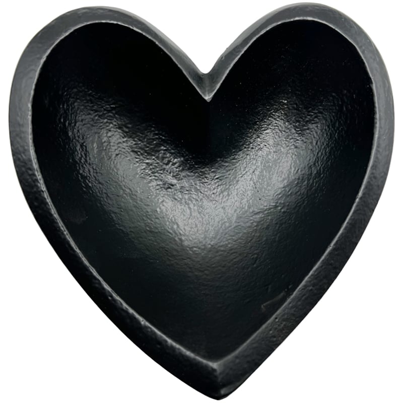 Pemberly Row Set of 2 Decorative Handmade Aluminum Heart Bowl in Black