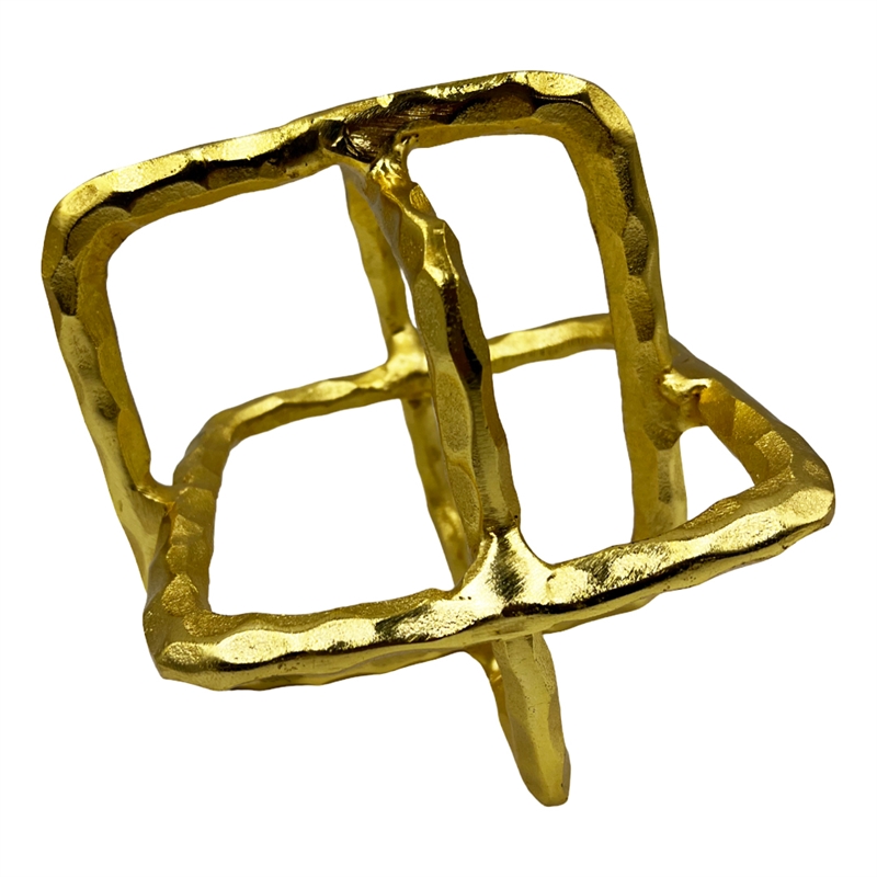 Pemberly Row 7.5-inch Decorative Handmade Aluminum Square Sculpture in Gold