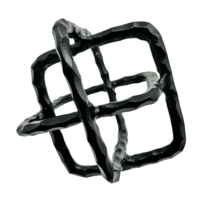 Pemberly Row 7.5-inch Decorative Handmade Aluminum Square Sculpture in Black