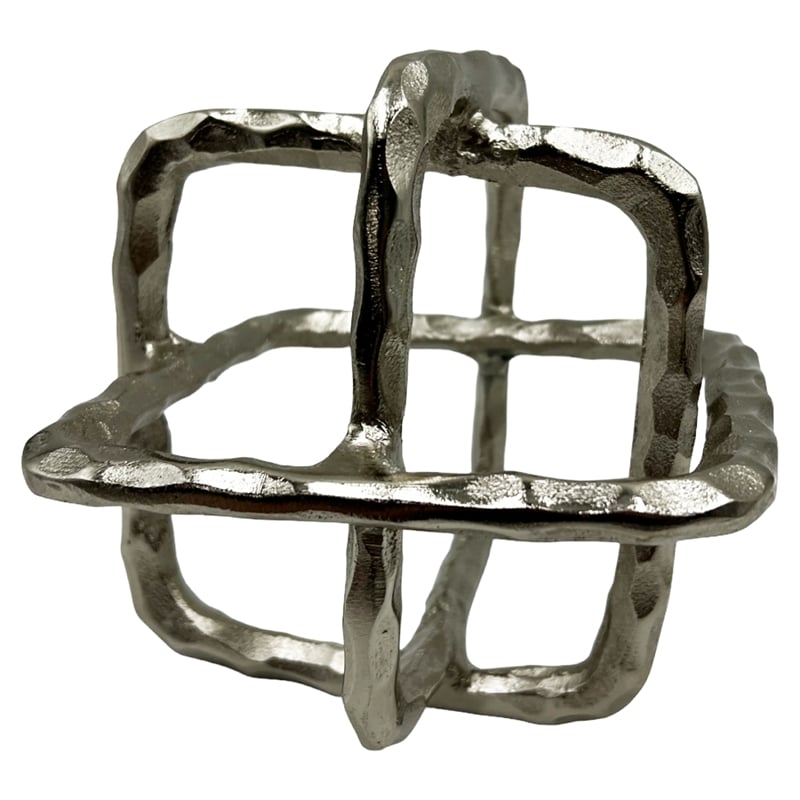 Pemberly Row 7.5-inch Decorative Handmade Aluminum Square Sculpture in Nickel
