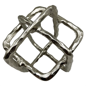 Pemberly Row 7.5-inch Decorative Handmade Aluminum Square Sculpture in Nickel