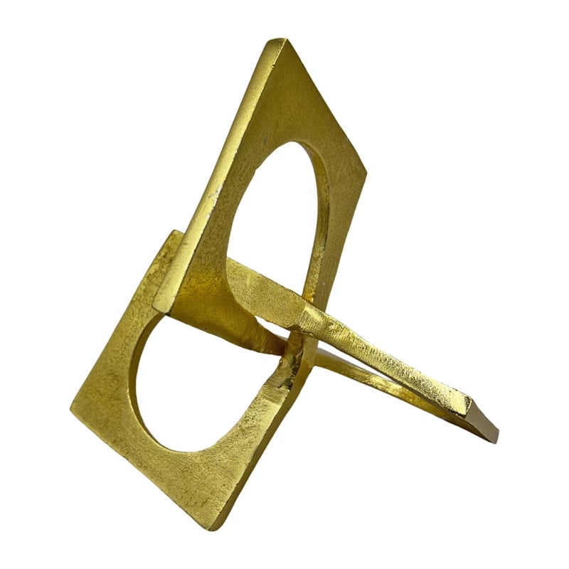 Pemberly Row 8.5-inch Decorative Handmade Aluminum Square Sculpture in Gold