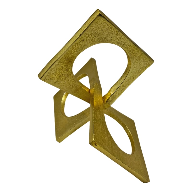 Pemberly Row 8.5-inch Decorative Handmade Aluminum Square Sculpture in Gold