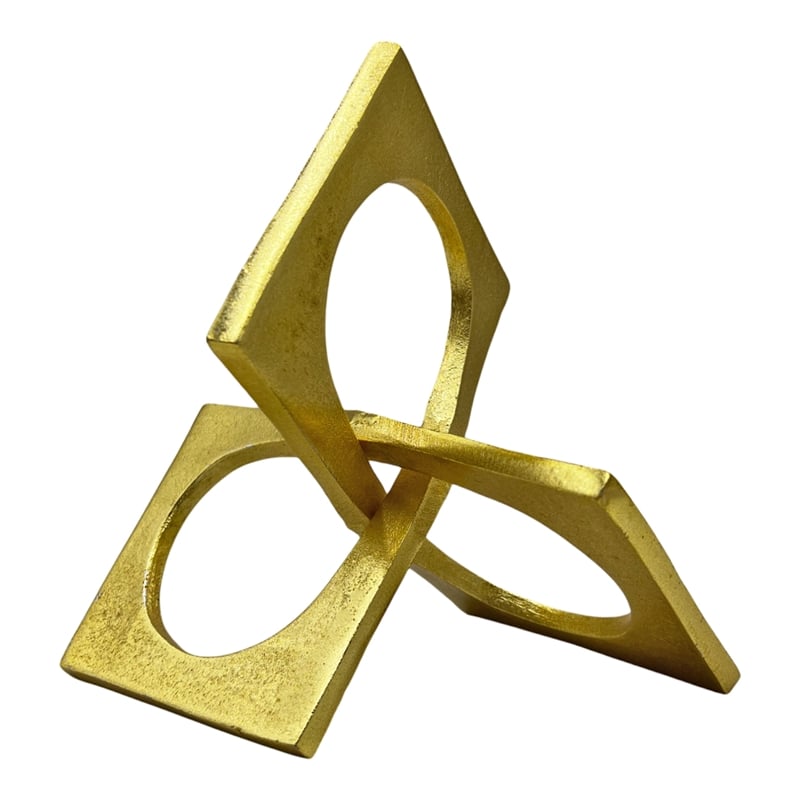 Pemberly Row 8.5-inch Decorative Handmade Aluminum Square Sculpture in Gold