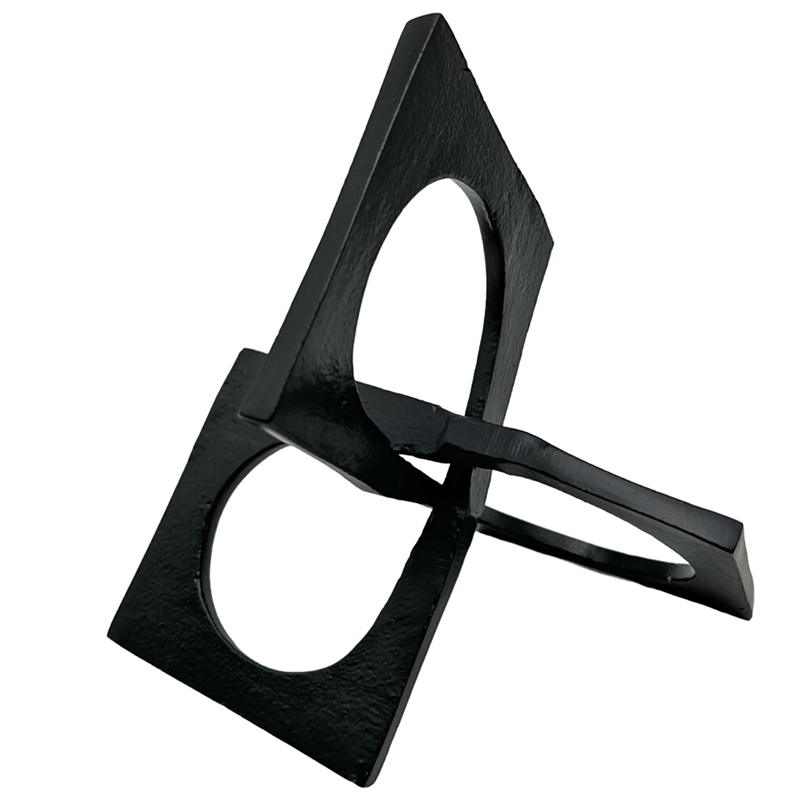 Pemberly Row 8.5-inch Decorative Handmade Aluminum Square Sculpture in Black