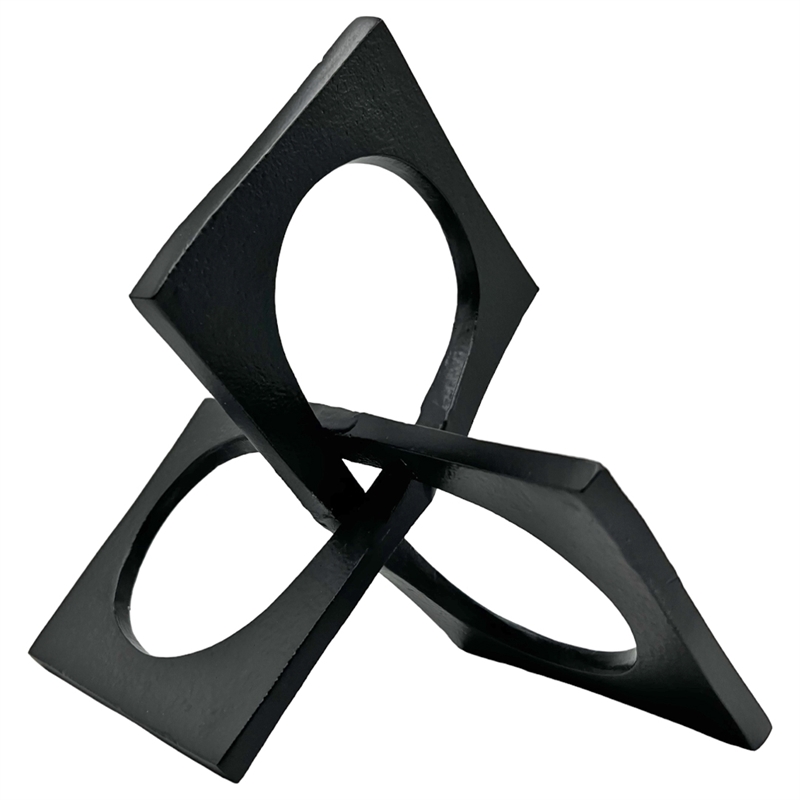 Pemberly Row 8.5-inch Decorative Handmade Aluminum Square Sculpture in Black