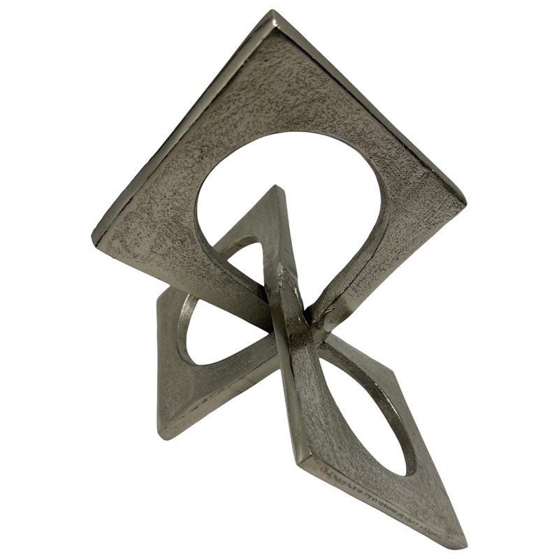 Pemberly Row 8.5-inch Decorative Handmade Aluminum Square Sculpture in Nickel