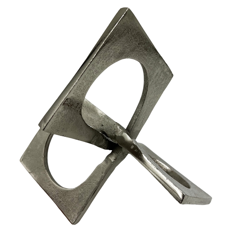 Pemberly Row 8.5-inch Decorative Handmade Aluminum Square Sculpture in Nickel