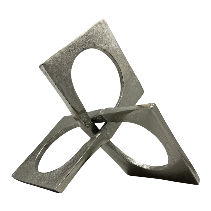 Pemberly Row 8.5-inch Decorative Handmade Aluminum Square Sculpture in Nickel