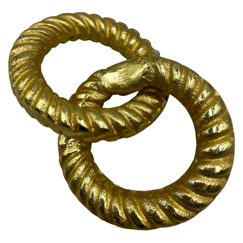 Pemberly Row Decorative Handmade Aluminum 6-inch Modern Chain Sculpture in Gold