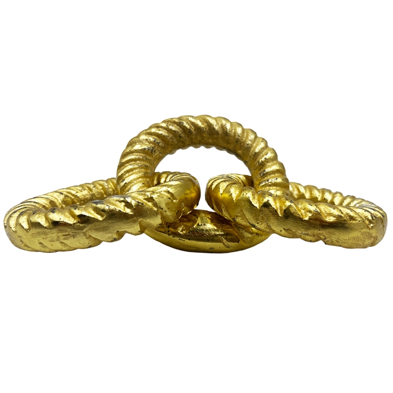 Pemberly Row 8-inch Decorative Handmade Aluminum Modern Chain Sculpture in Gold