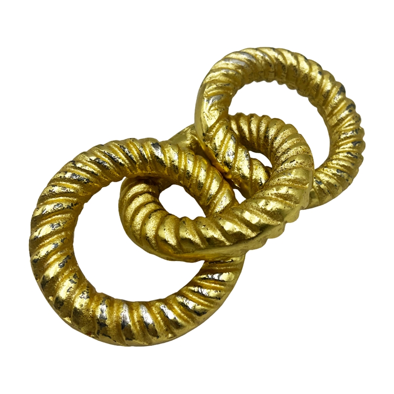 Pemberly Row 8-inch Decorative Handmade Aluminum Modern Chain Sculpture in Gold