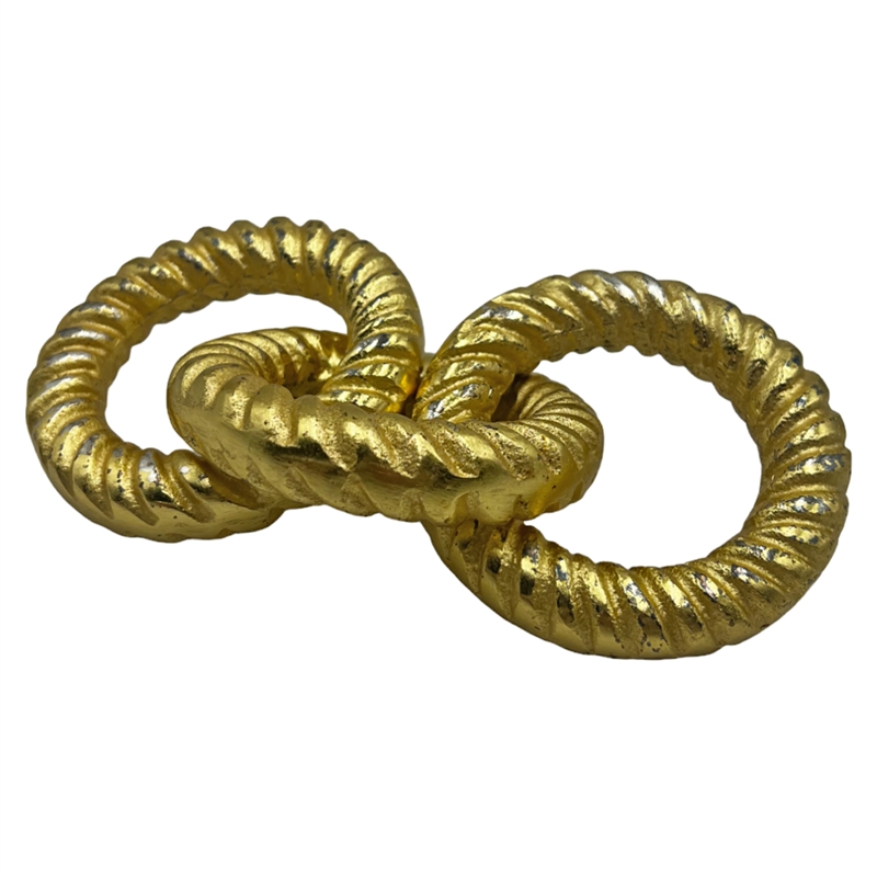 Pemberly Row 8-inch Decorative Handmade Aluminum Modern Chain Sculpture in Gold
