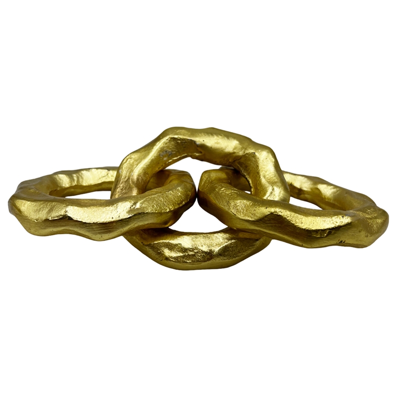 Pemberly Row 7-inch Decorative Handmade Aluminum Modern Chain Sculpture in Gold