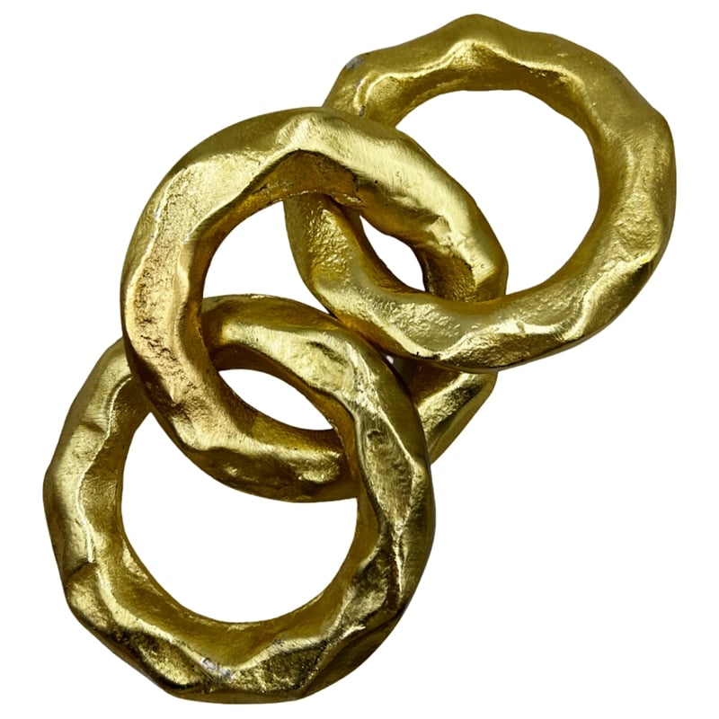 Pemberly Row 7-inch Decorative Handmade Aluminum Modern Chain Sculpture in Gold