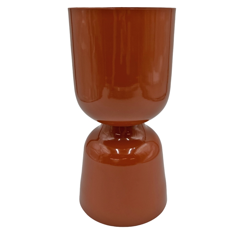 Pemberly Row 13-inch Tall Decorative Handmade Aluminum Modern Flower Vase in Mud