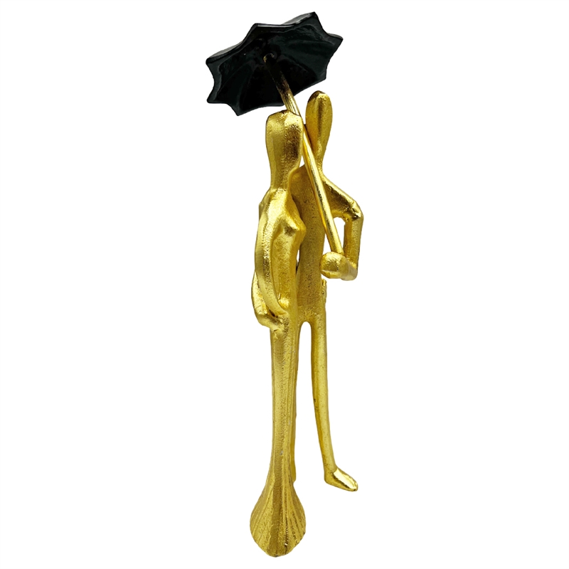Pemberly Row Decorative Handmade Aluminum 15-inch Lover Sculpture in Gold