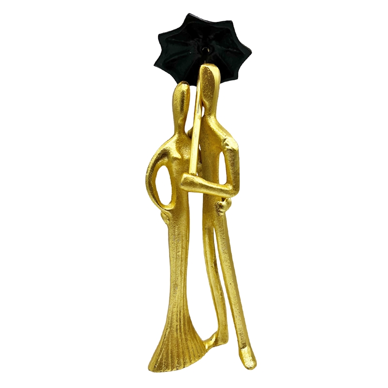 Pemberly Row Decorative Handmade Aluminum 15-inch Lover Sculpture in Gold