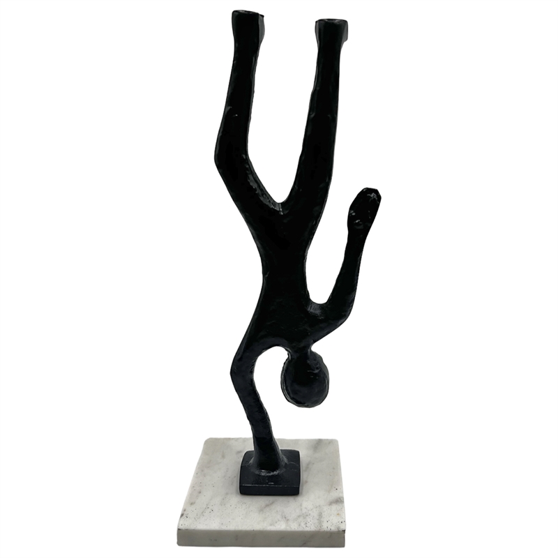 Pemberly Row Handmade Metal 12 in Abstract Upside Down Person Sculpture in Black