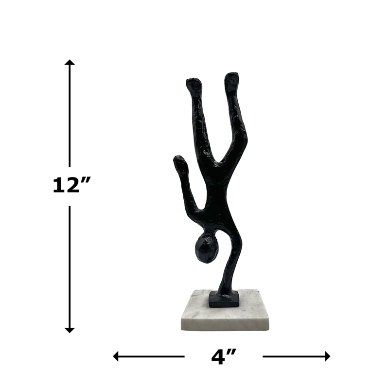 Pemberly Row Handmade Metal 12 in Abstract Upside Down Person Sculpture in Black