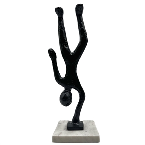 Pemberly Row Handmade Metal 12 in Abstract Upside Down Person Sculpture in Black