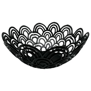 Pemberly Row Decorative Handmade Aluminum Peacock Feather Flower Bowl in Black