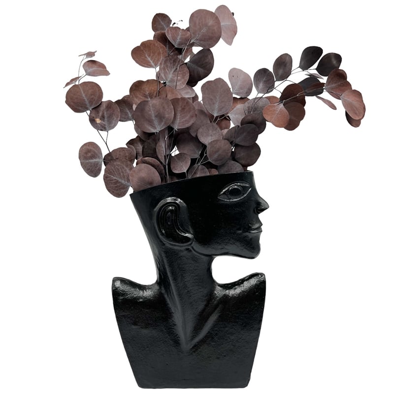 Pemberly Row 14.5-inch Tall Decorative Handmade Aluminum Face Flower Vase