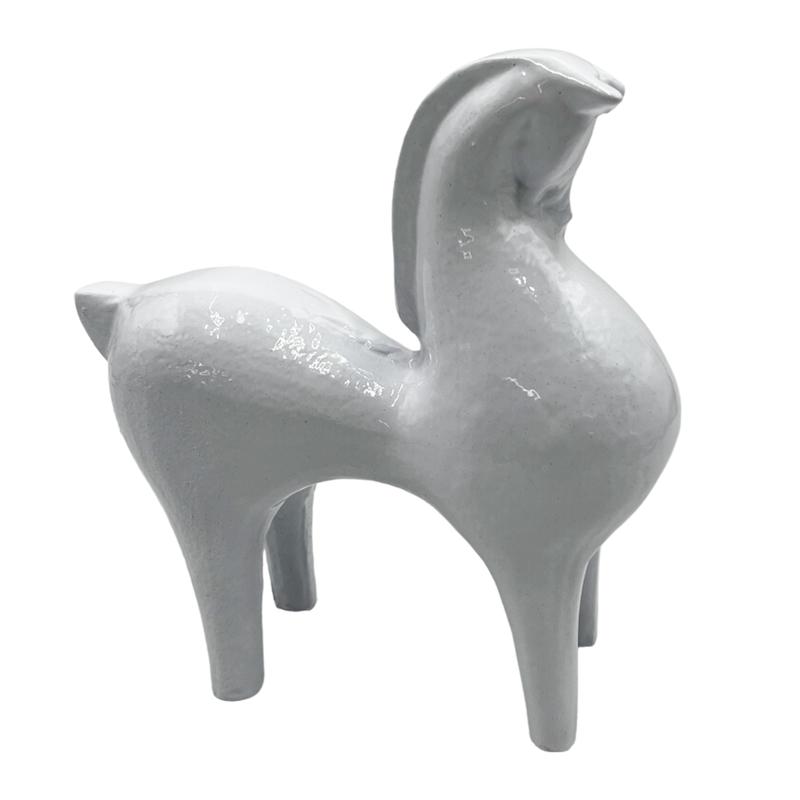 Pemberly Row Decorative Handmade Aluminum 7-inch Modern Horse Sculpture in White